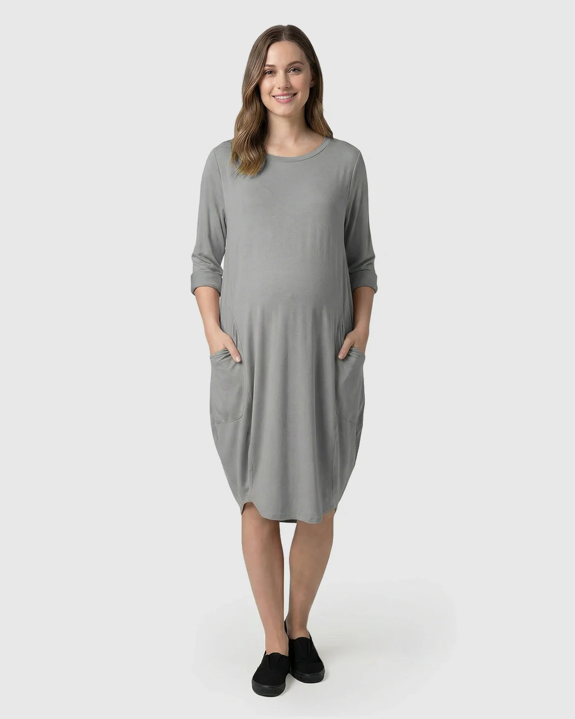Bump Society – The Comfort Collection: Oversized Pocketed Maternity T Shirt Dress