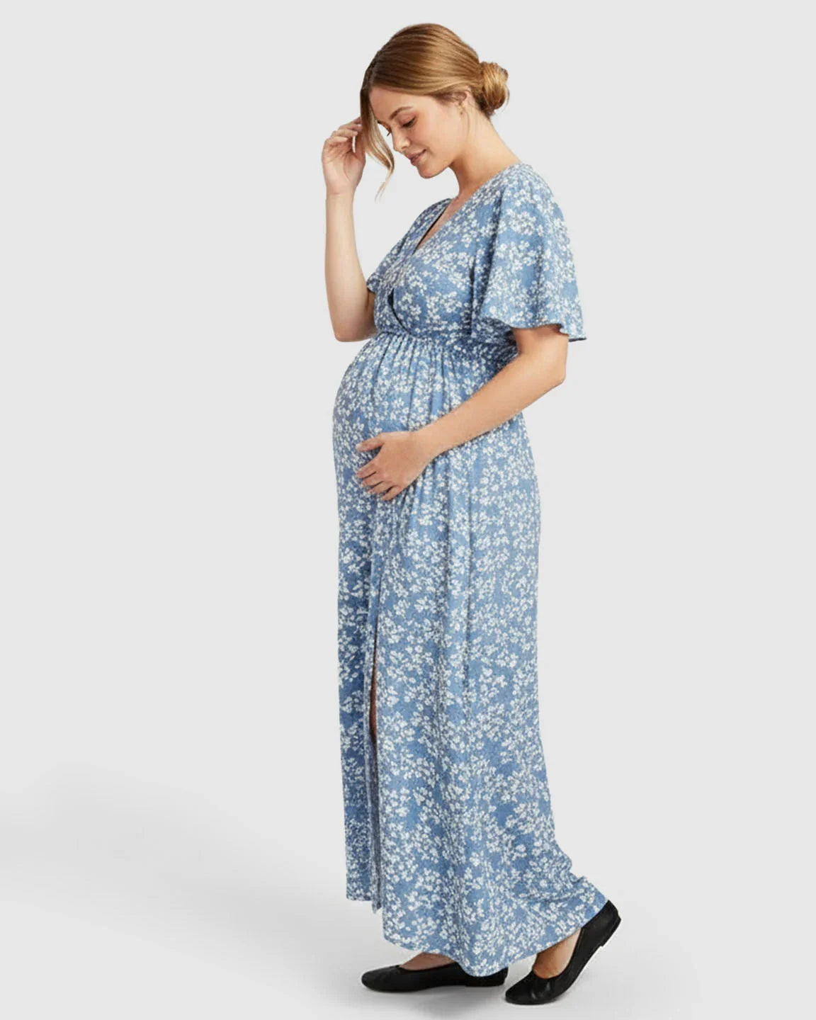 Bump Society – The Comfort Collection: Cinched Waist Bohemian Maternity Maxi Dress