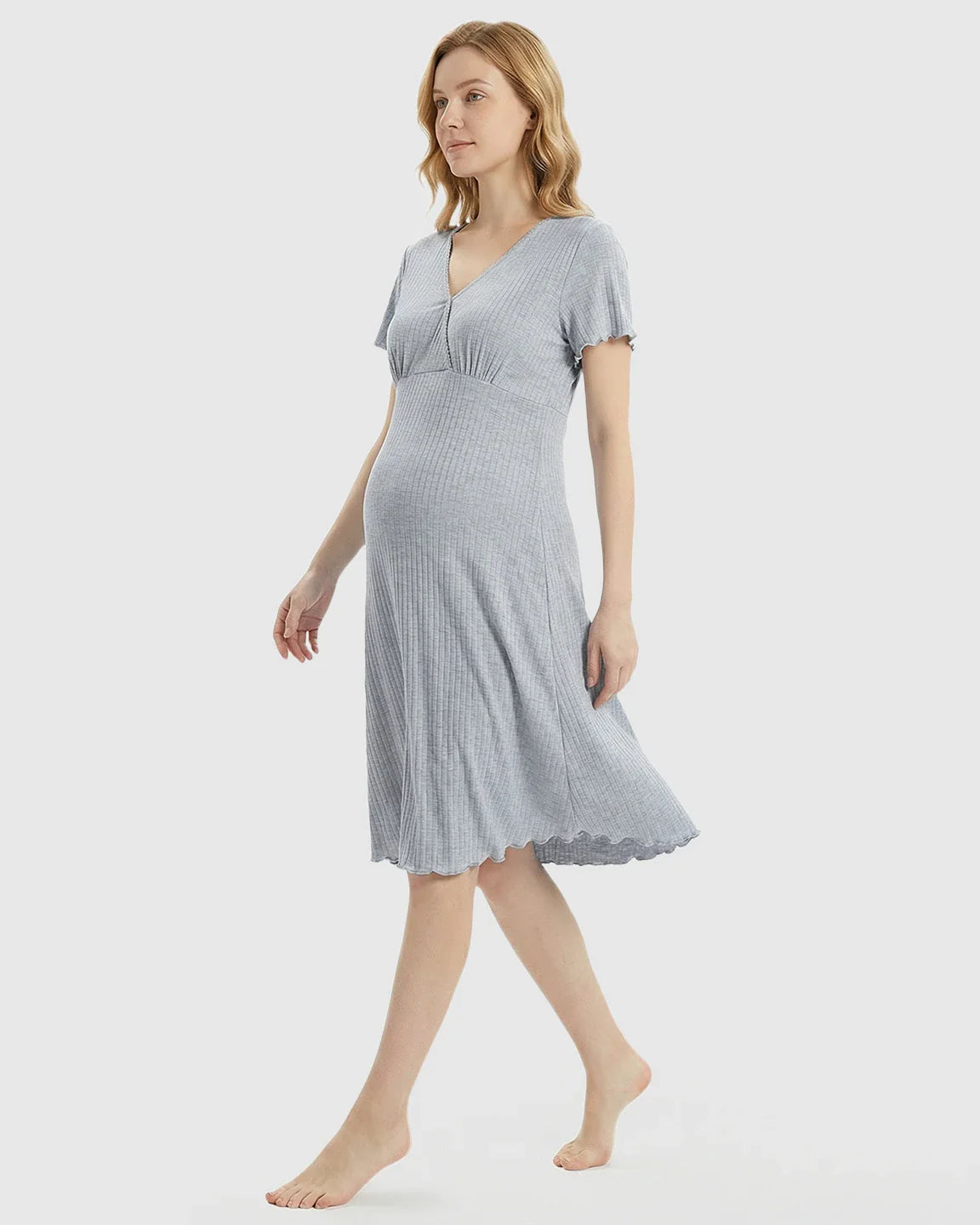 Bump Society – The Nursing Collection: Hidden Nursing Access K-Fashion Maternity Lounge Dress