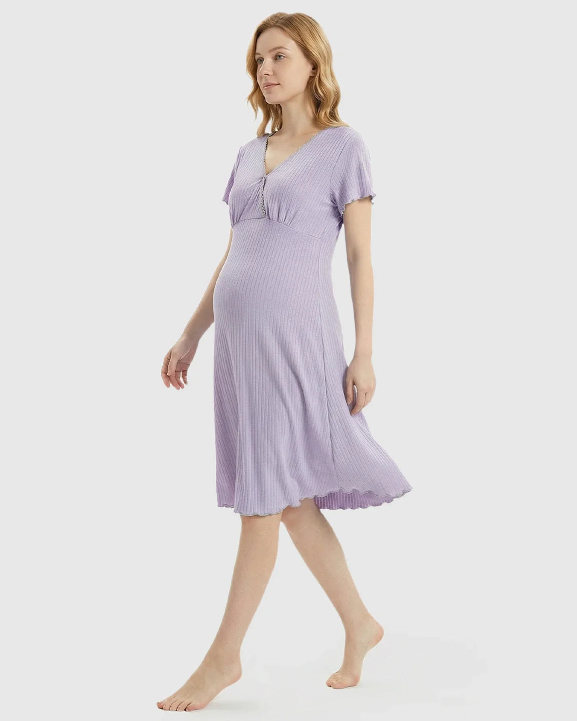 Bump Society – The Nursing Collection: Hidden Nursing Access K-Fashion Maternity Lounge Dress
