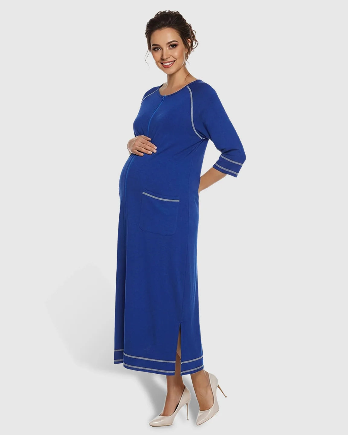 Bump Society – The Nursing Collection: Front Zipper Loose Fit Maternity Nursing Dress