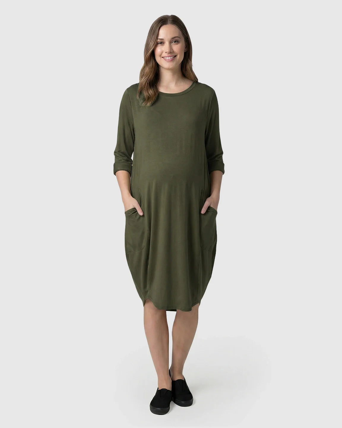 Bump Society – The Comfort Collection: Oversized Pocketed Maternity T Shirt Dress