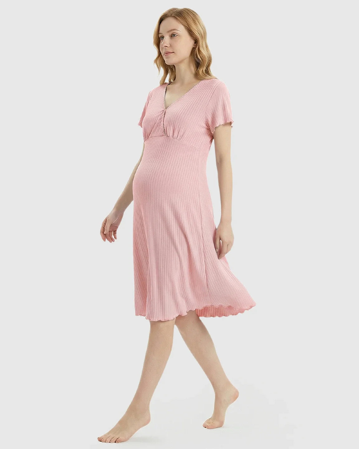 Bump Society – The Nursing Collection: Hidden Nursing Access K-Fashion Maternity Lounge Dress
