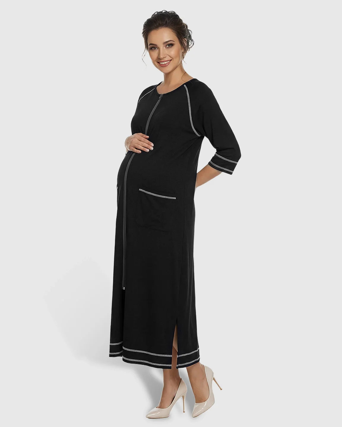 Bump Society – The Nursing Collection: Front Zipper Loose Fit Maternity Nursing Dress
