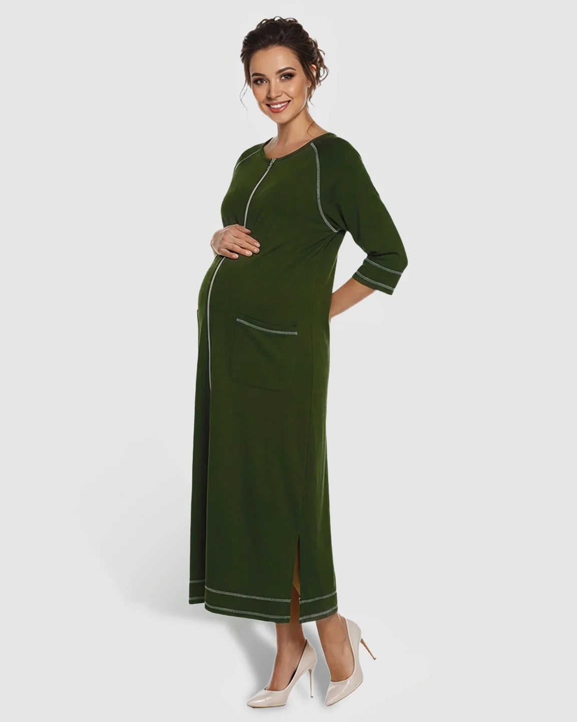 Bump Society – The Nursing Collection: Front Zipper Loose Fit Maternity Nursing Dress