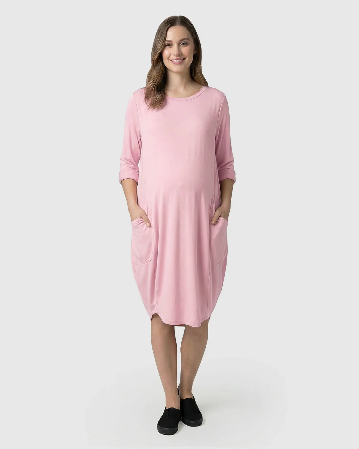 Bump Society – The Comfort Collection: Oversized Pocketed Maternity T Shirt Dress