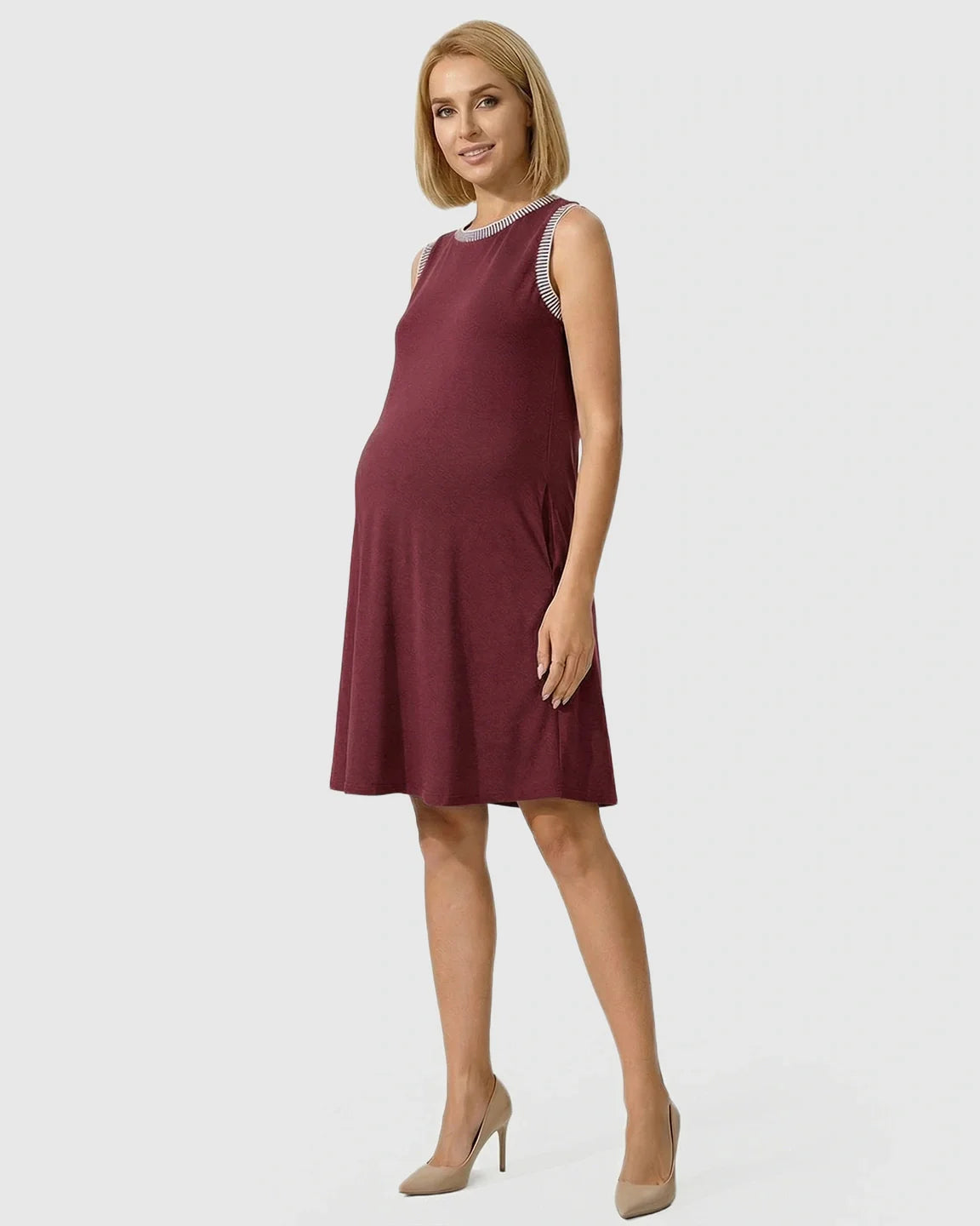 Bump Society – The Comfort Collection: Sleeveless Mid-Waist Umbrella Skirt Maternity Dress