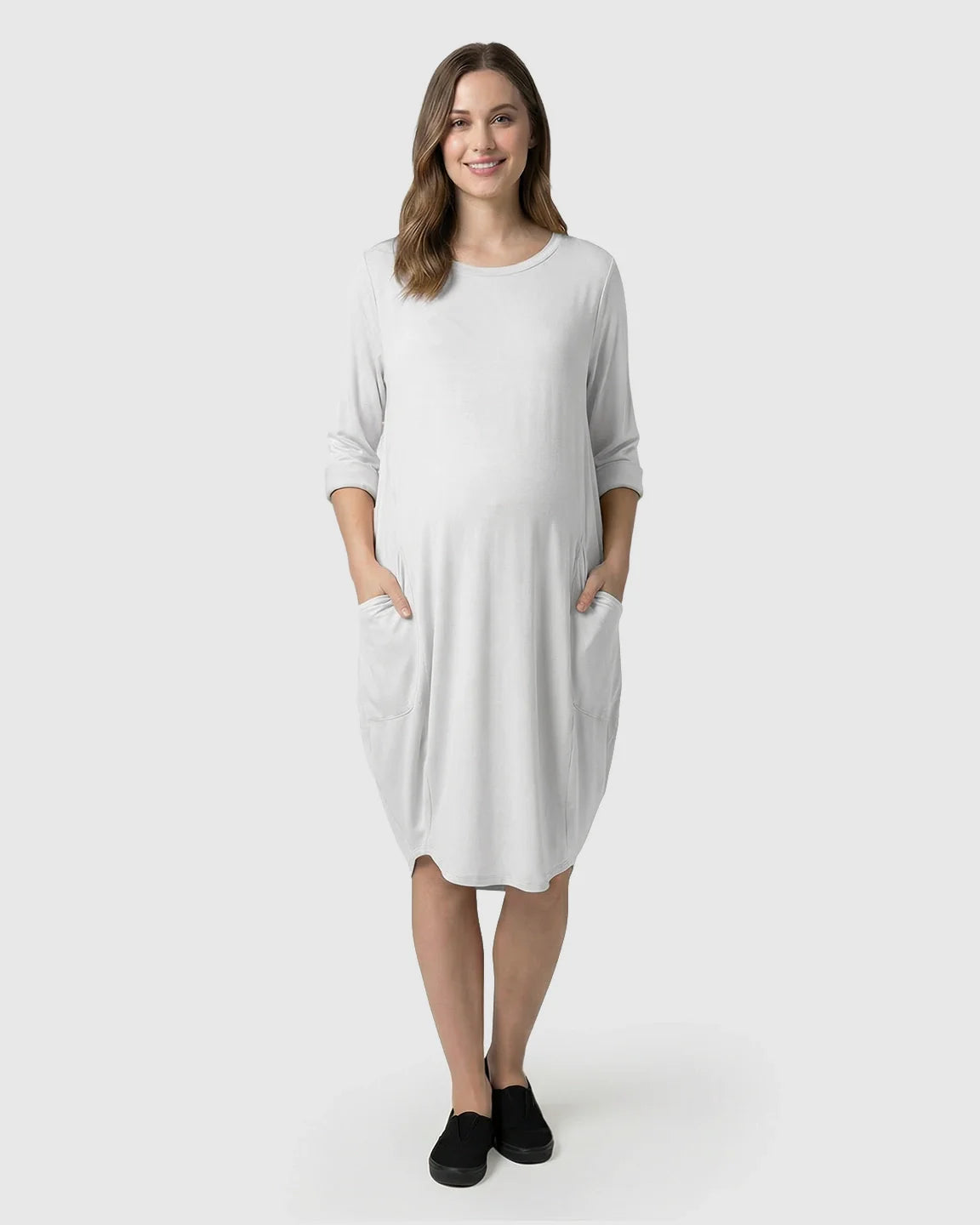 Bump Society – The Comfort Collection: Oversized Pocketed Maternity T Shirt Dress