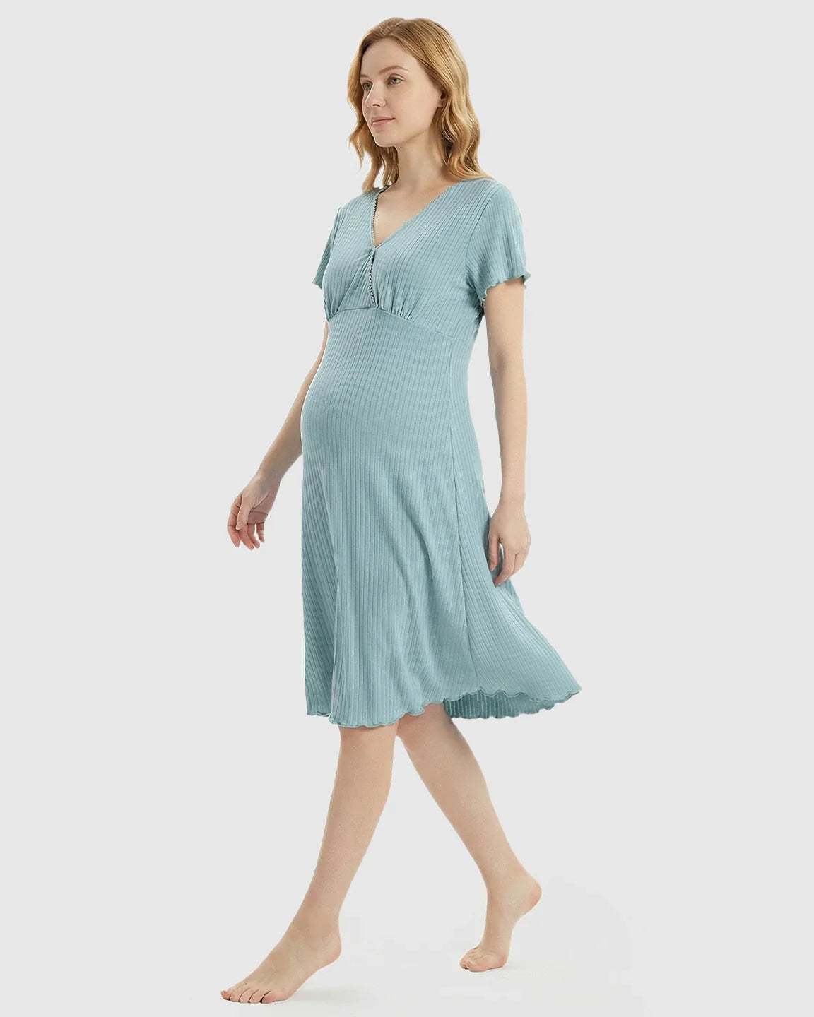 Bump Society – The Nursing Collection: Hidden Nursing Access K-Fashion Maternity Lounge Dress