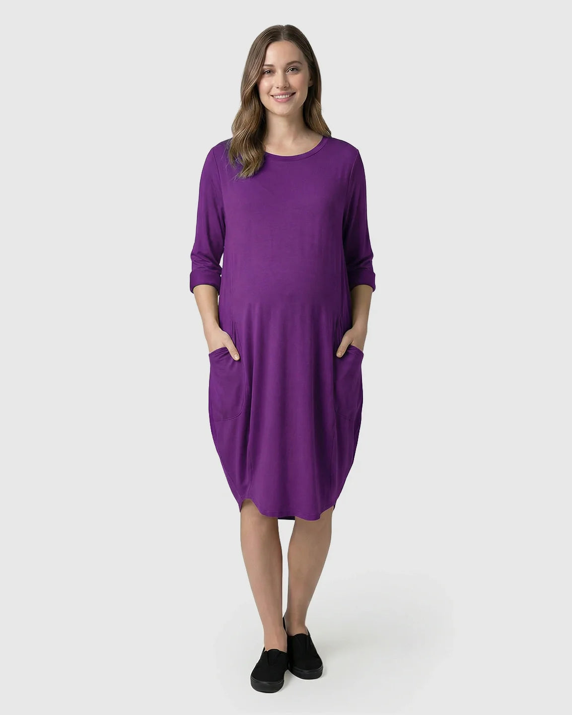 Bump Society – The Comfort Collection: Oversized Pocketed Maternity T Shirt Dress