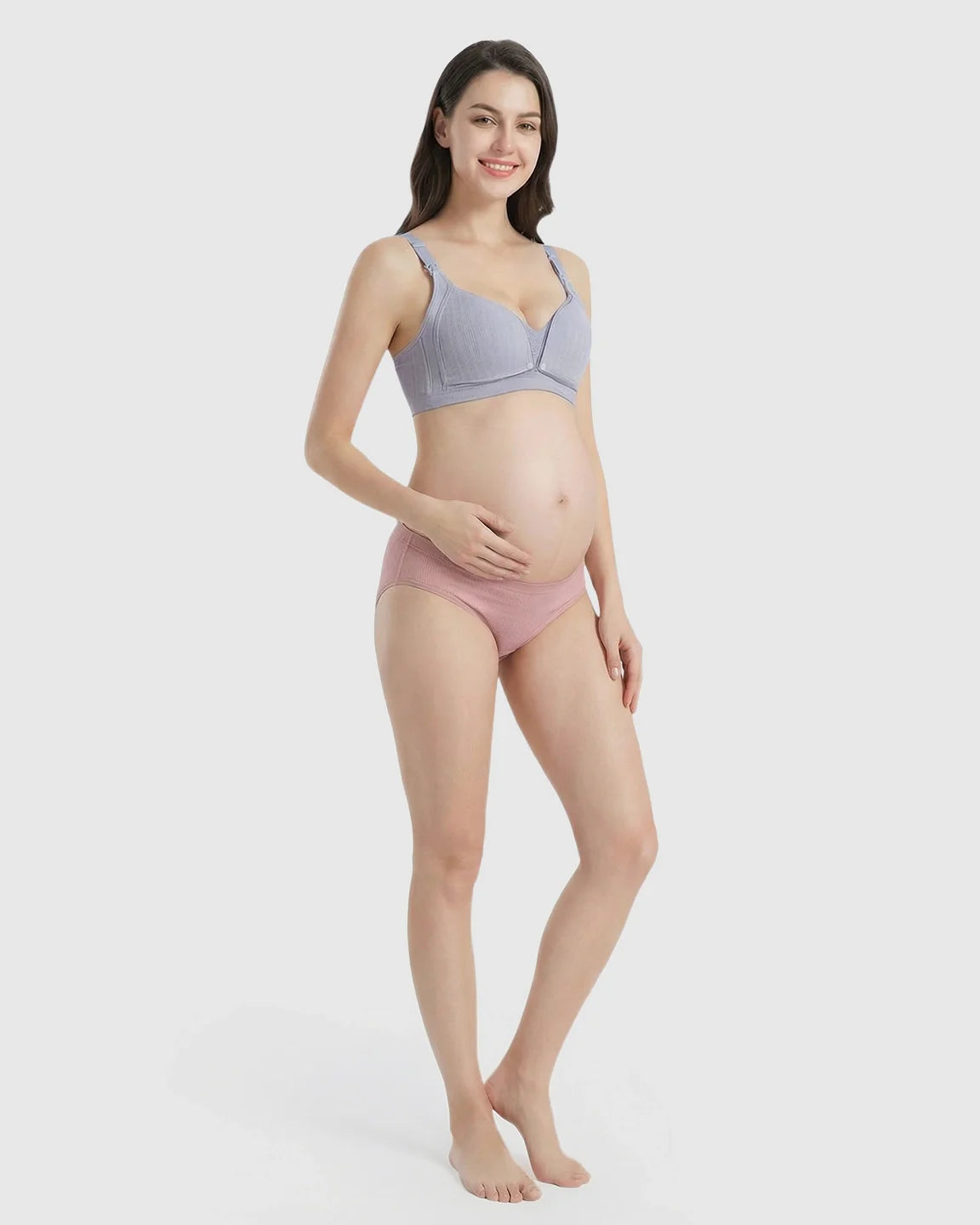 Bump Society – The Nursing Collection: Front-Open Ribbed V-Neck Nursing Bra
