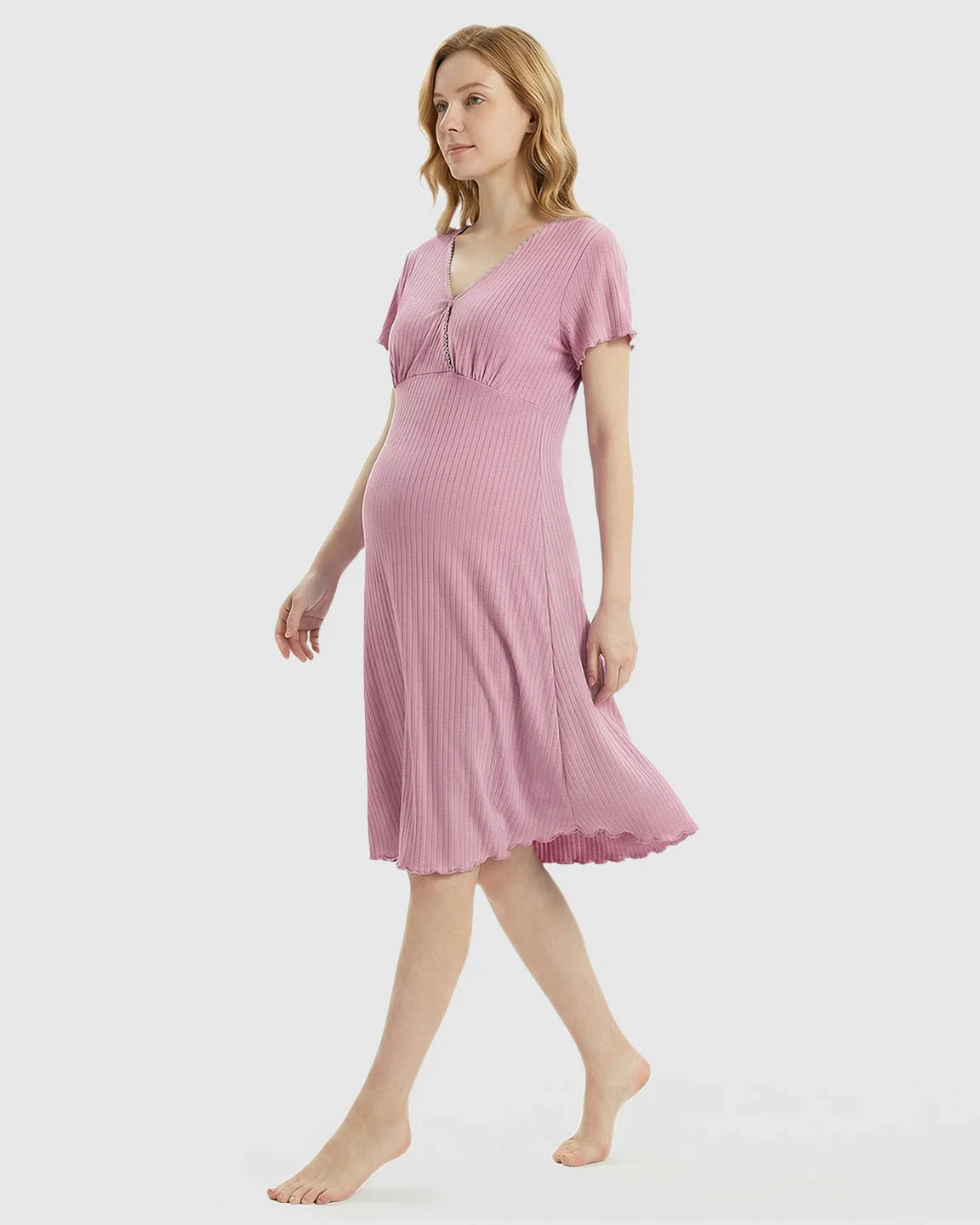 Bump Society – The Nursing Collection: Hidden Nursing Access K-Fashion Maternity Lounge Dress