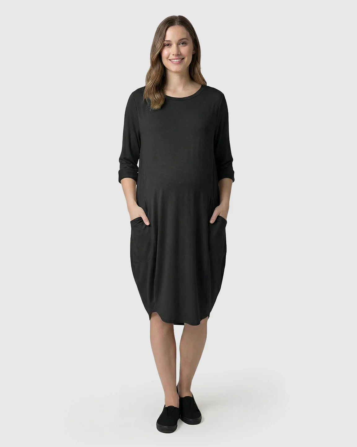 Bump Society – The Comfort Collection: Oversized Pocketed Maternity T Shirt Dress