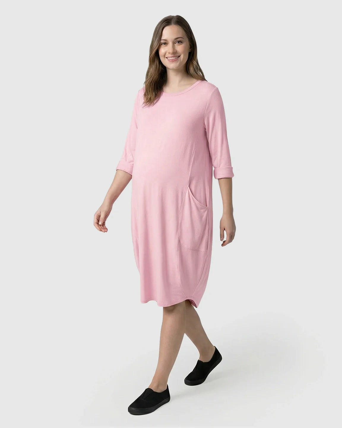 Bump Society – The Comfort Collection: Oversized Pocketed Maternity T Shirt Dress