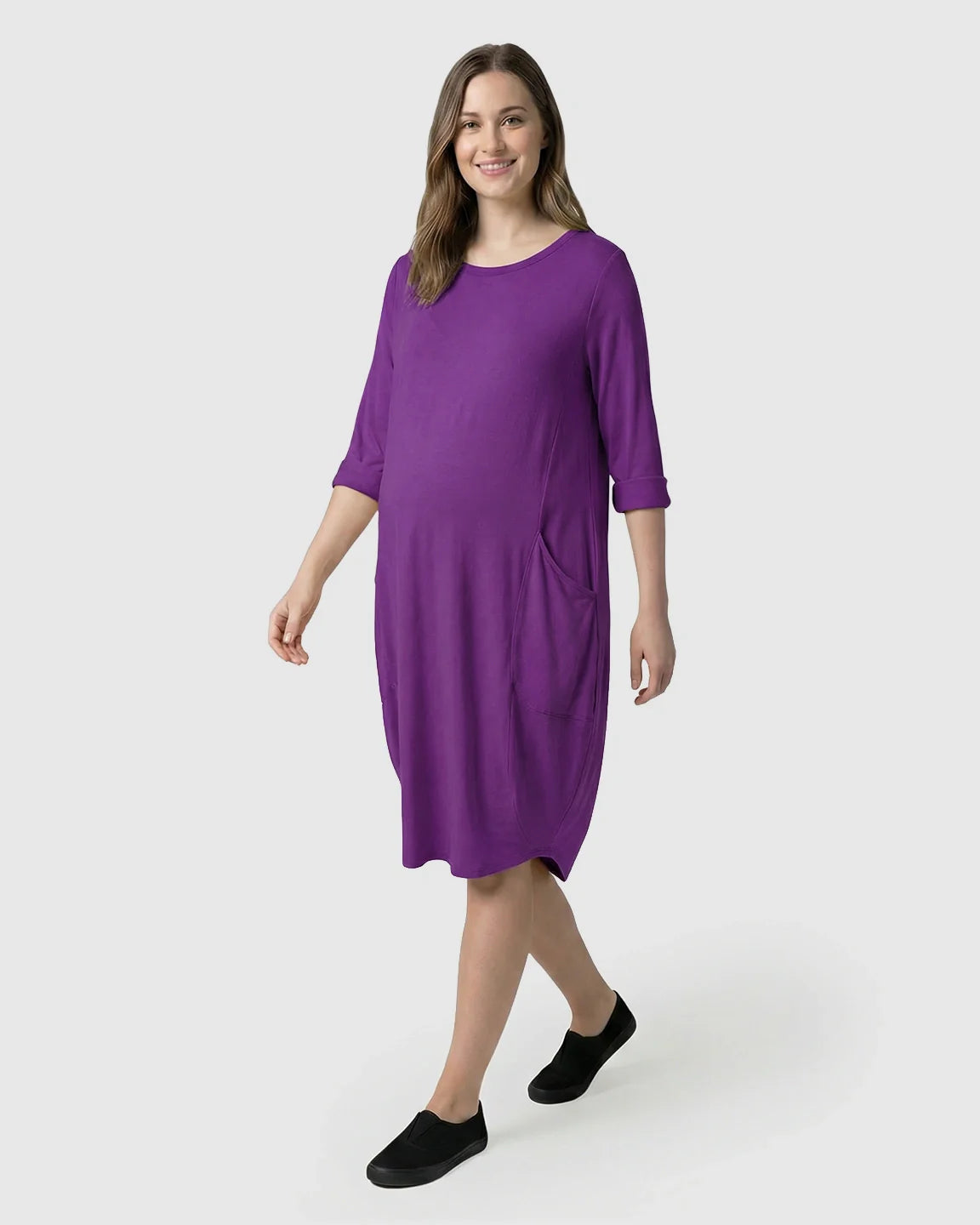 Bump Society – The Comfort Collection: Oversized Pocketed Maternity T Shirt Dress