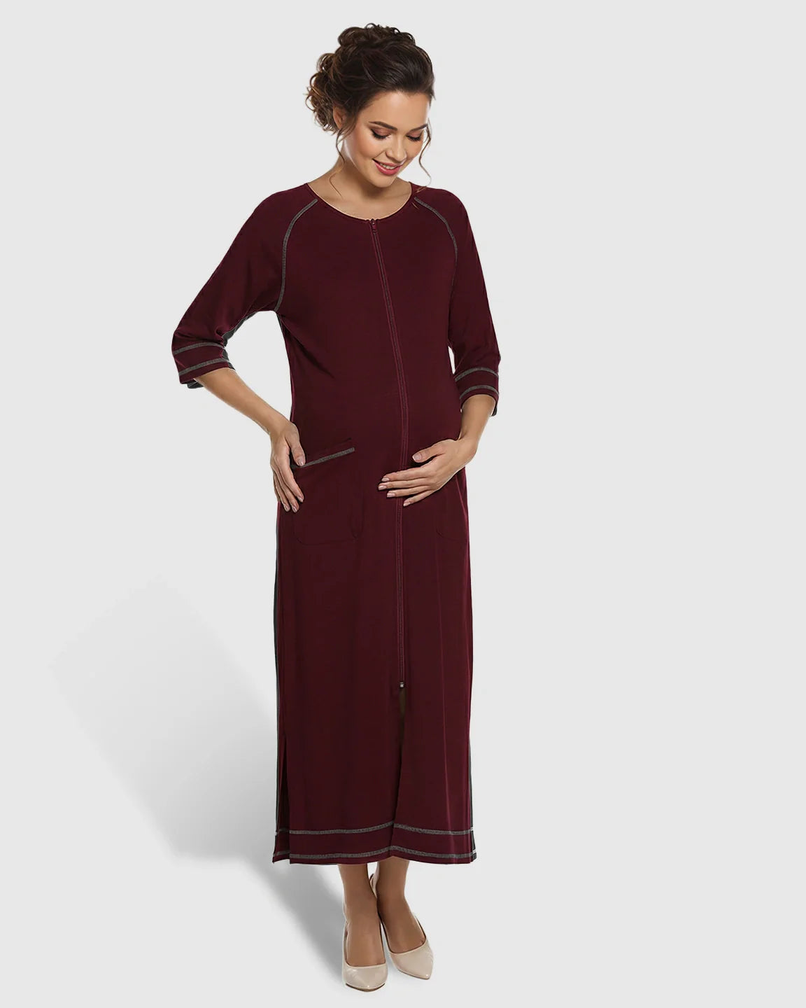 Bump Society – The Nursing Collection: Front Zipper Loose Fit Maternity Nursing Dress