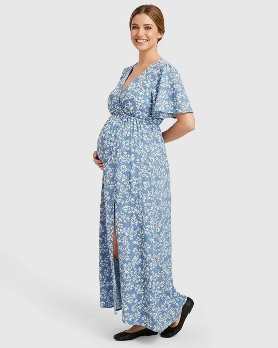 Bump Society – The Comfort Collection: Cinched Waist Bohemian Maternity Maxi Dress