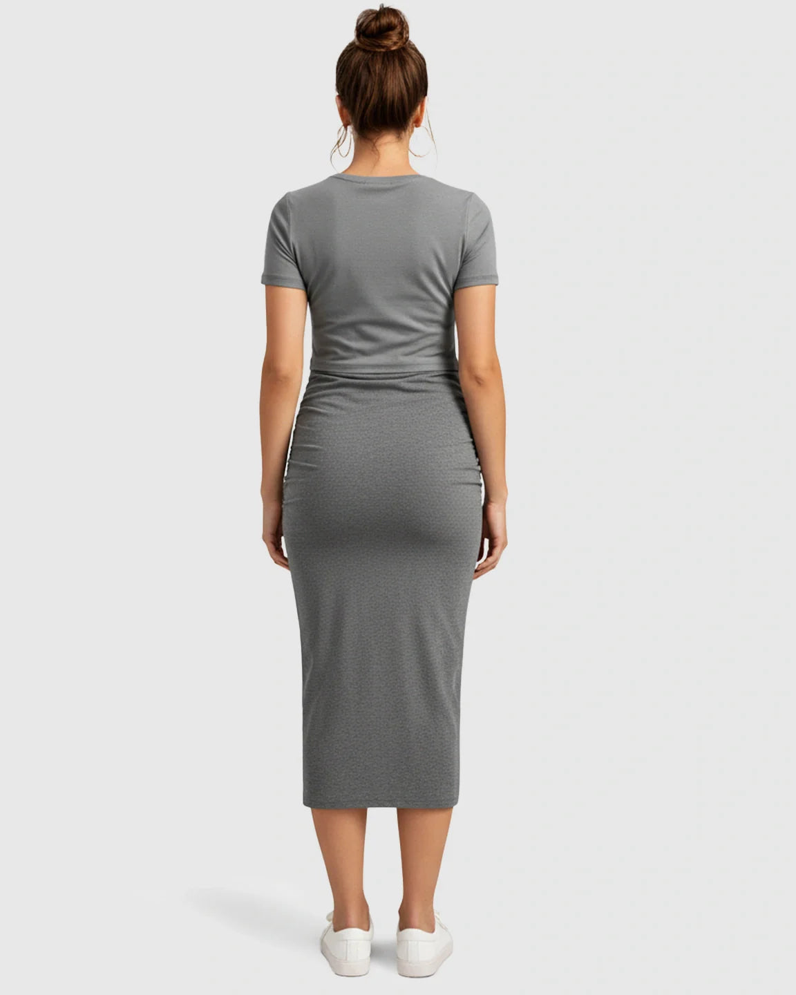 Bump Society – The Comfort Collection: Ruched Fitted-Style Maternity Midi Skirt