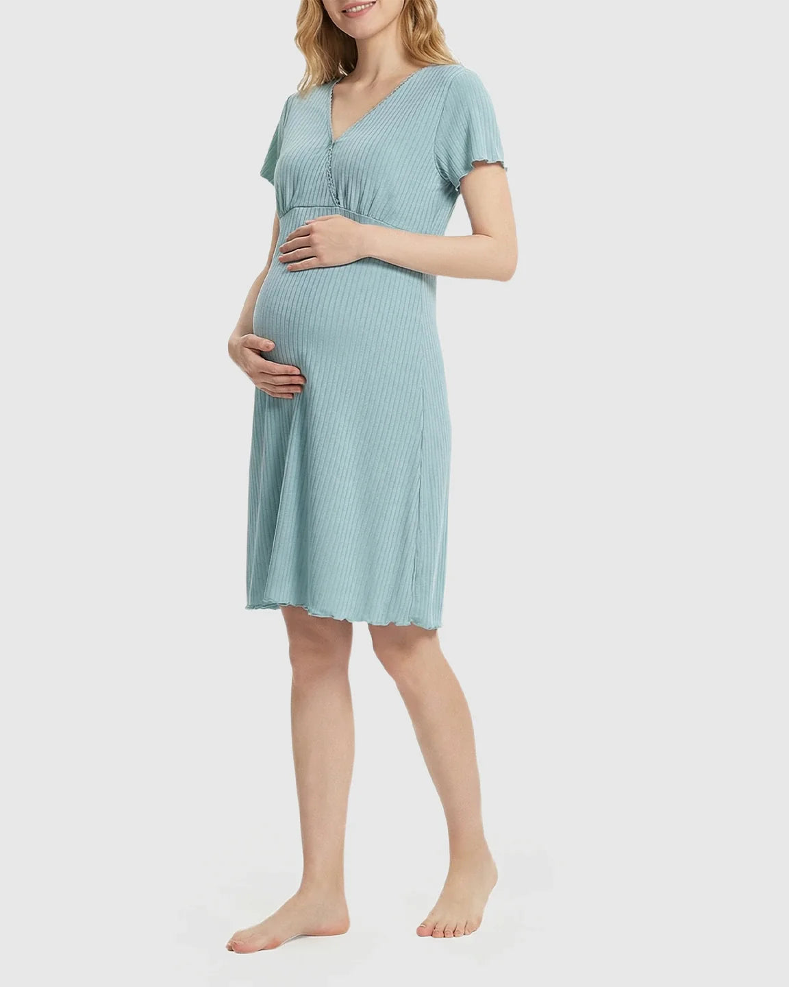 Bump Society – The Nursing Collection: Hidden Nursing Access K-Fashion Maternity Lounge Dress