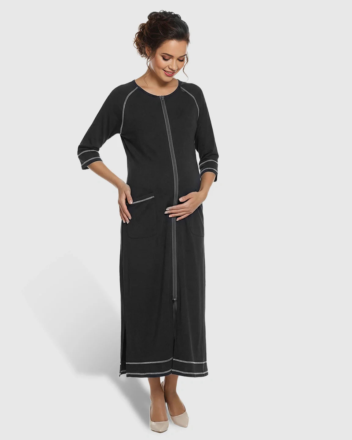 Bump Society – The Nursing Collection: Front Zipper Loose Fit Maternity Nursing Dress