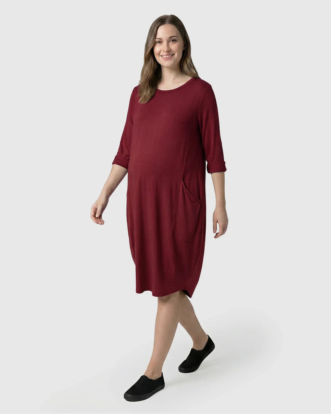 Bump Society – The Comfort Collection: Oversized Pocketed Maternity T Shirt Dress