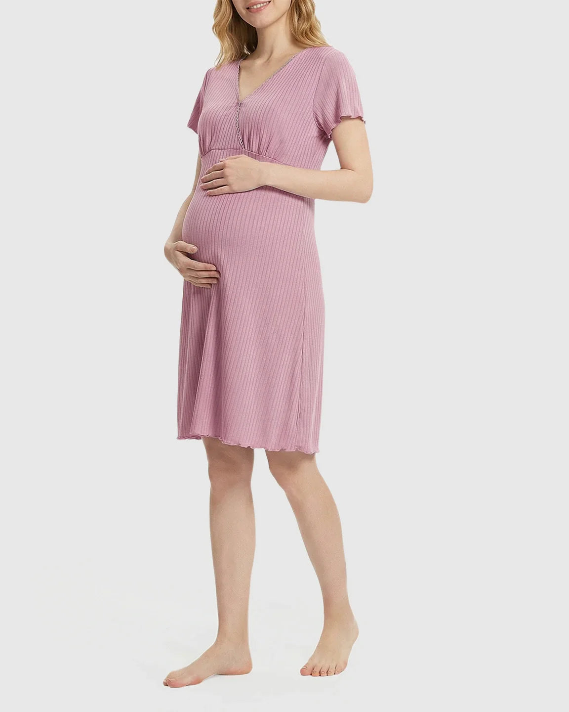 Bump Society – The Nursing Collection: Hidden Nursing Access K-Fashion Maternity Lounge Dress