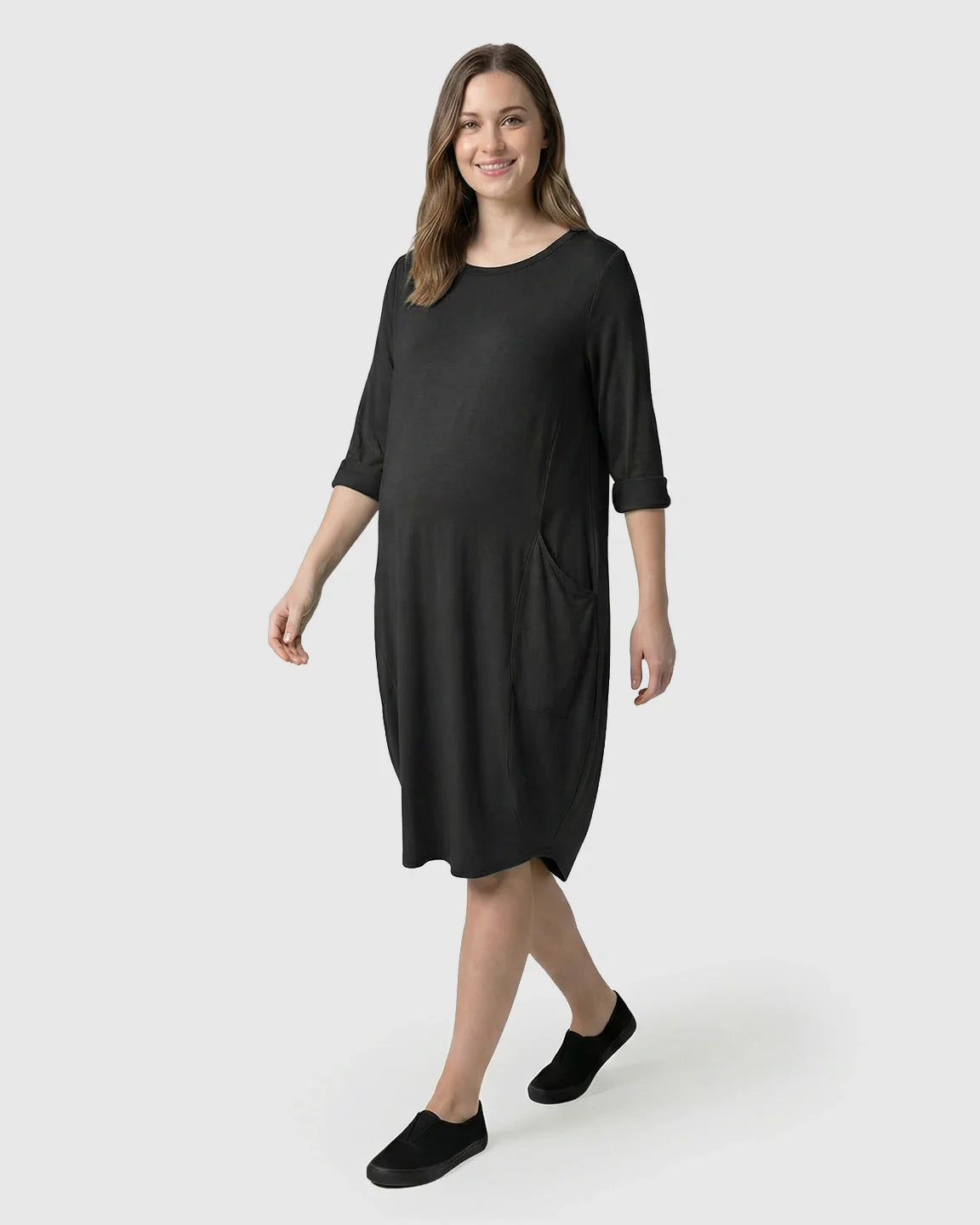 Bump Society – The Comfort Collection: Oversized Pocketed Maternity T Shirt Dress