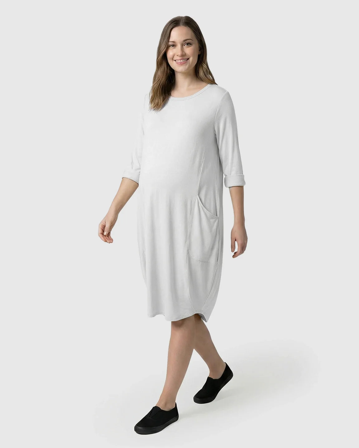 Bump Society – The Comfort Collection: Oversized Pocketed Maternity T Shirt Dress