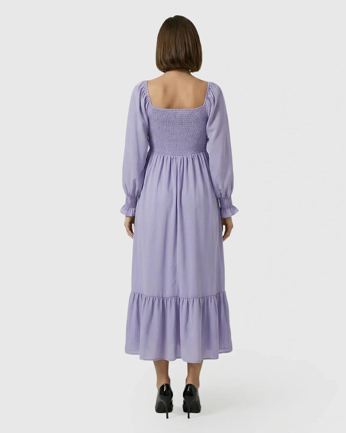 Bump Society – The Comfort Collection: Smocked Square Neck Ruffled Hem Maternity Maxi Dress