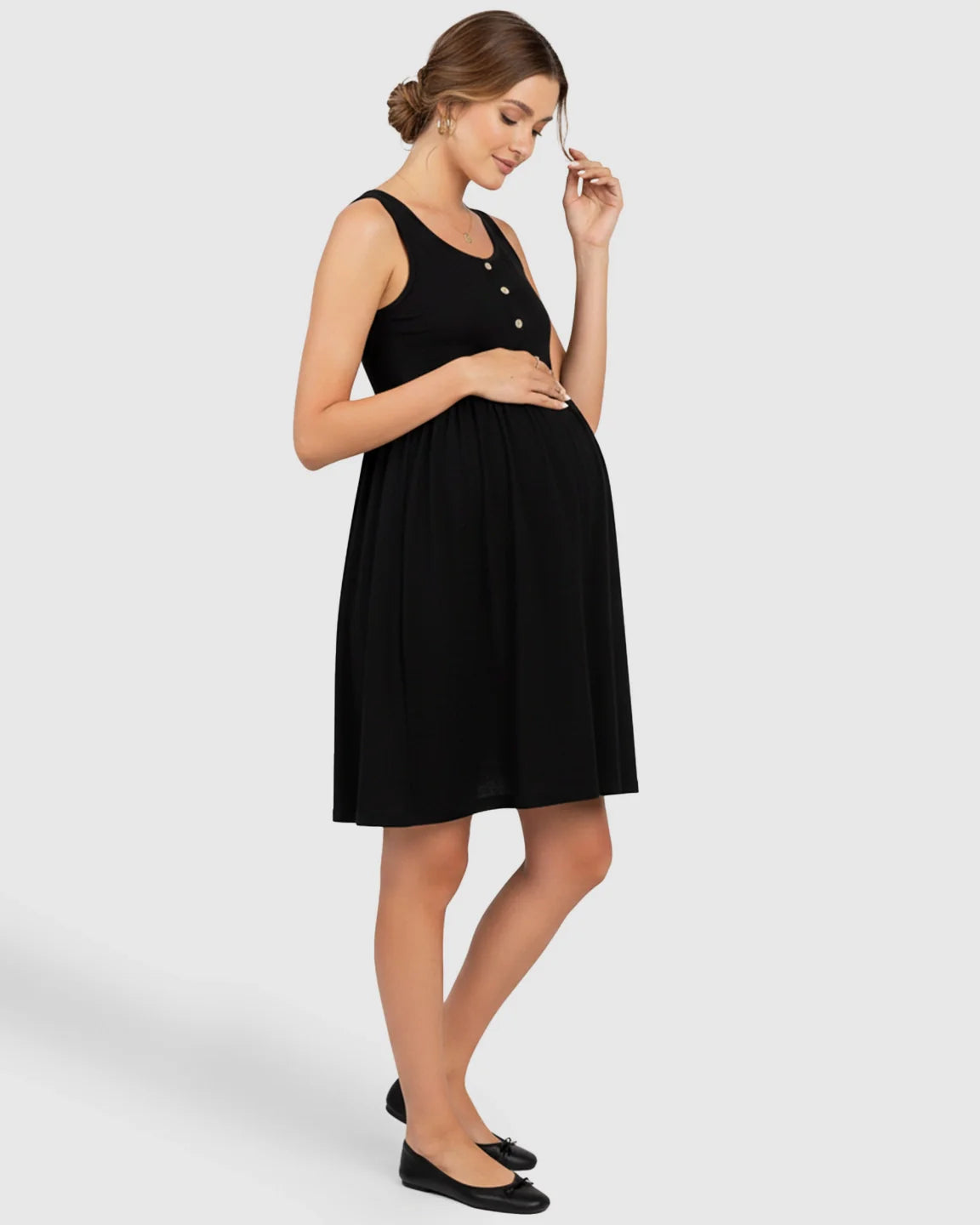 Bump Society – The Comfort Collection: Button-Front Versatile Maternity Short Dress
