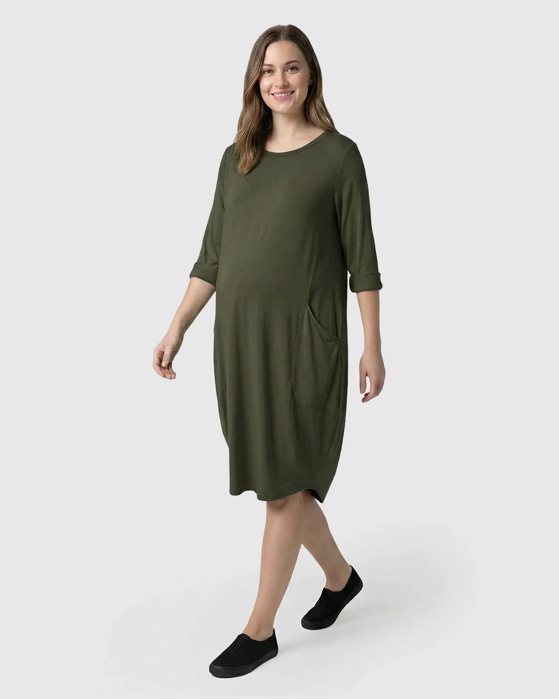 Bump Society – The Comfort Collection: Oversized Pocketed Maternity T Shirt Dress