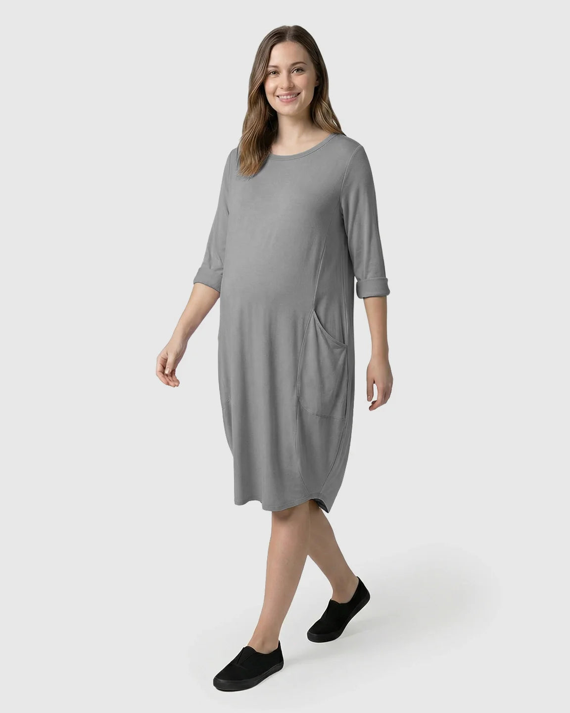 Bump Society – The Comfort Collection: Oversized Pocketed Maternity T Shirt Dress
