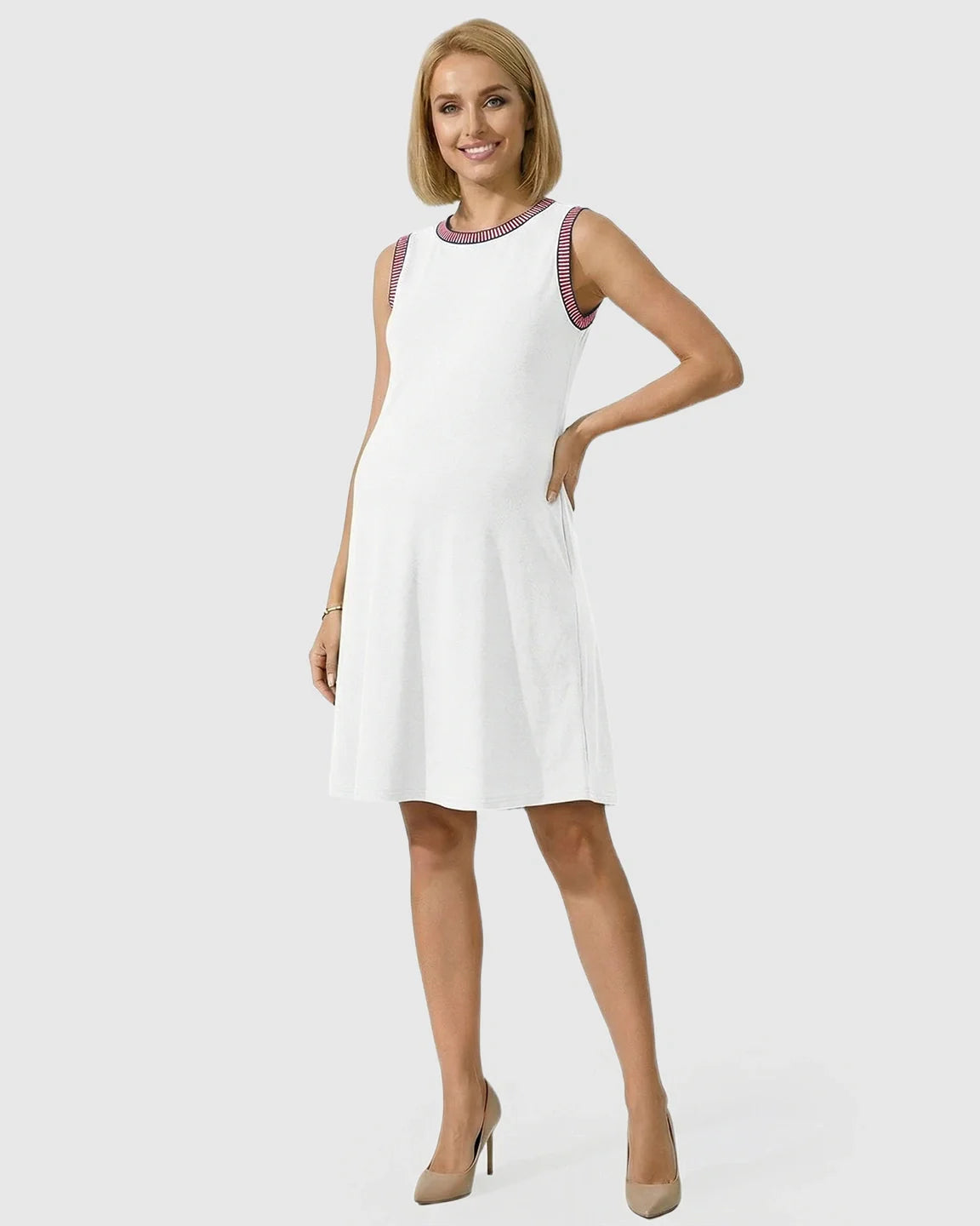 Bump Society – The Comfort Collection: Sleeveless Mid-Waist Umbrella Skirt Maternity Dress