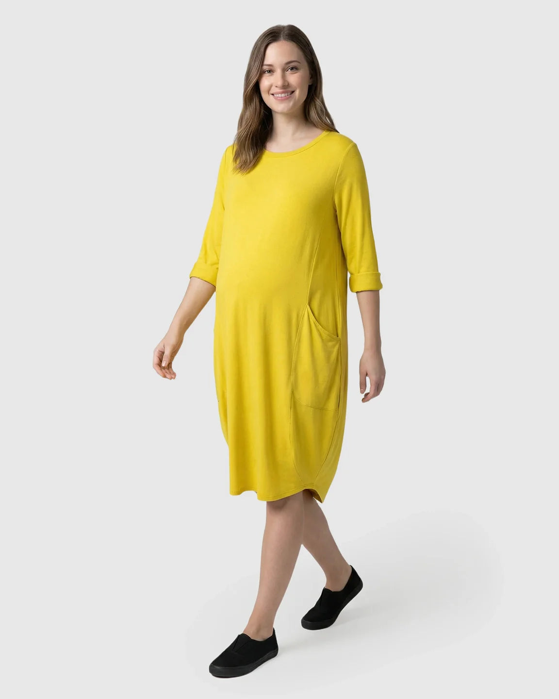 Bump Society – The Comfort Collection: Oversized Pocketed Maternity T Shirt Dress