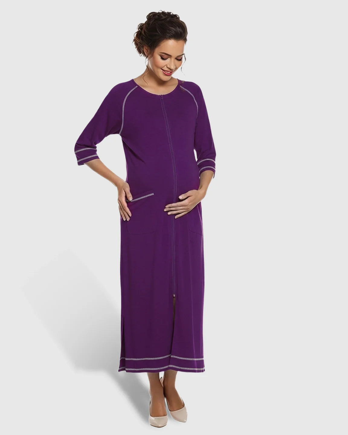 Bump Society – The Nursing Collection: Front Zipper Loose Fit Maternity Nursing Dress
