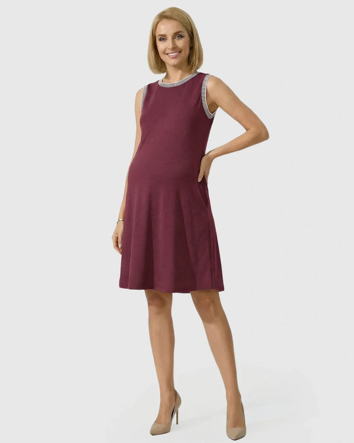 Bump Society – The Comfort Collection: Sleeveless Mid-Waist Umbrella Skirt Maternity Dress