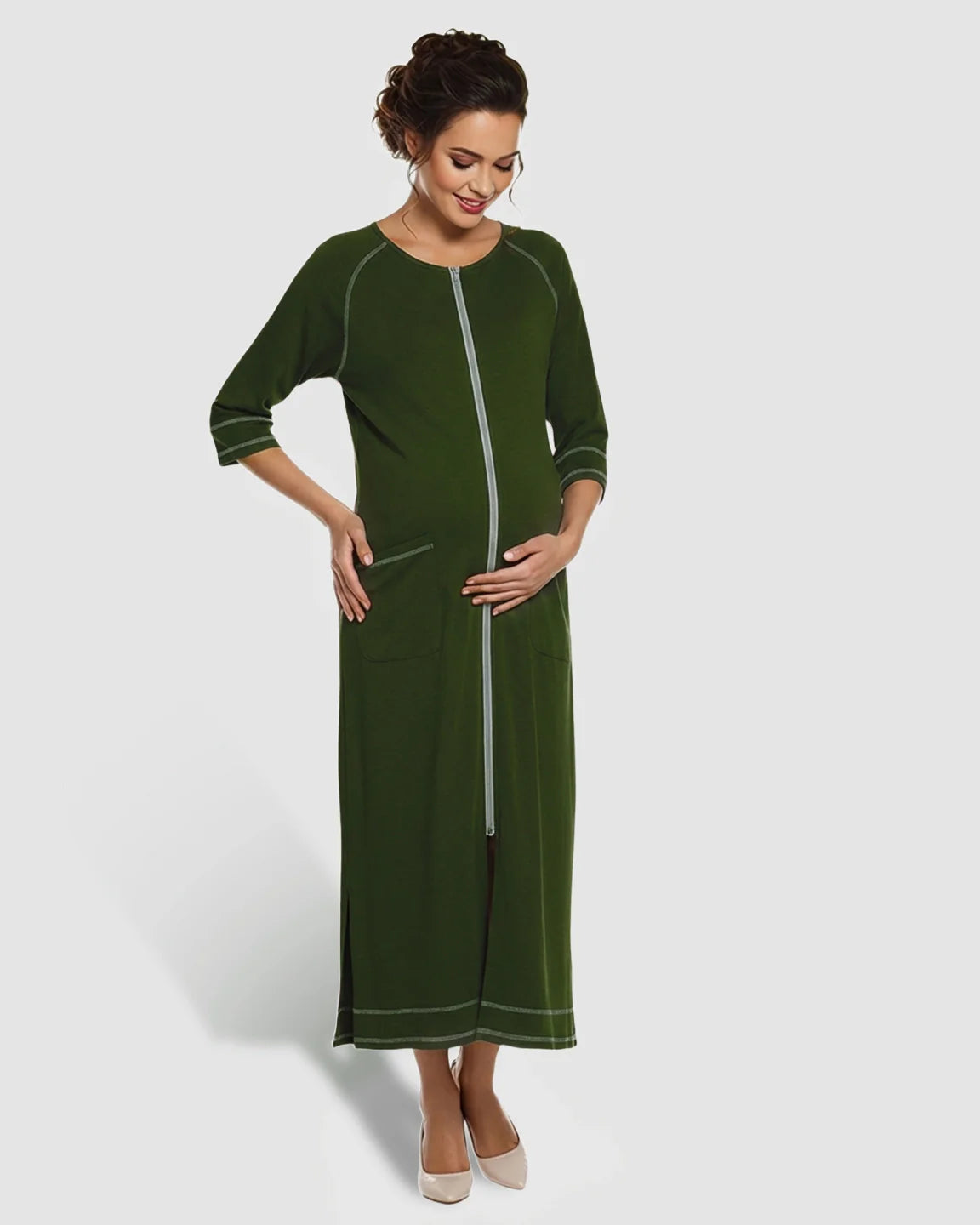 Bump Society – The Nursing Collection: Front Zipper Loose Fit Maternity Nursing Dress