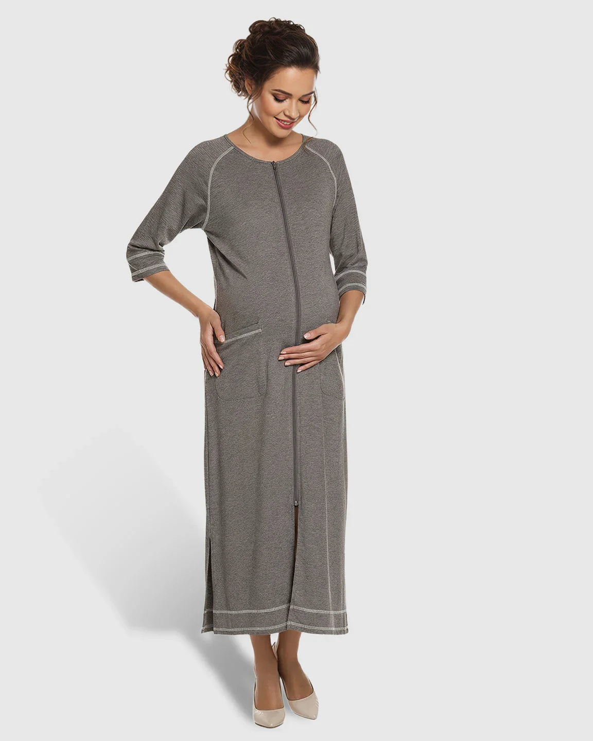 Bump Society – The Nursing Collection: Front Zipper Loose Fit Maternity Nursing Dress