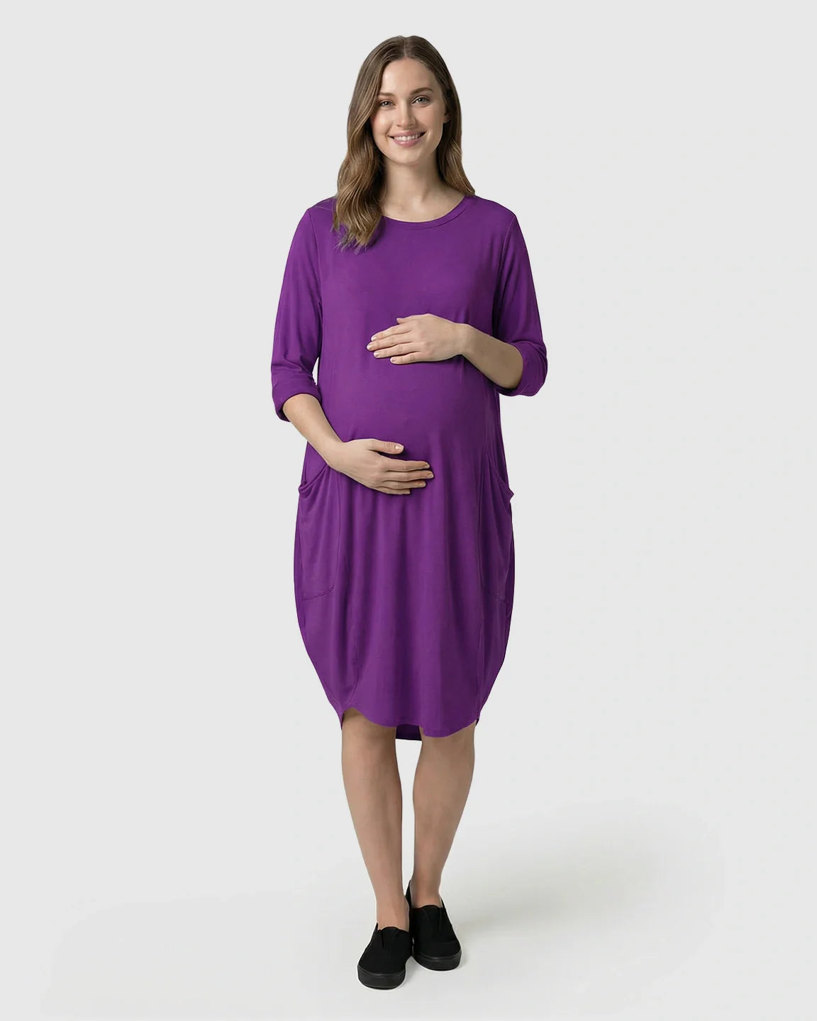 Bump Society – The Comfort Collection: Oversized Pocketed Maternity T Shirt Dress