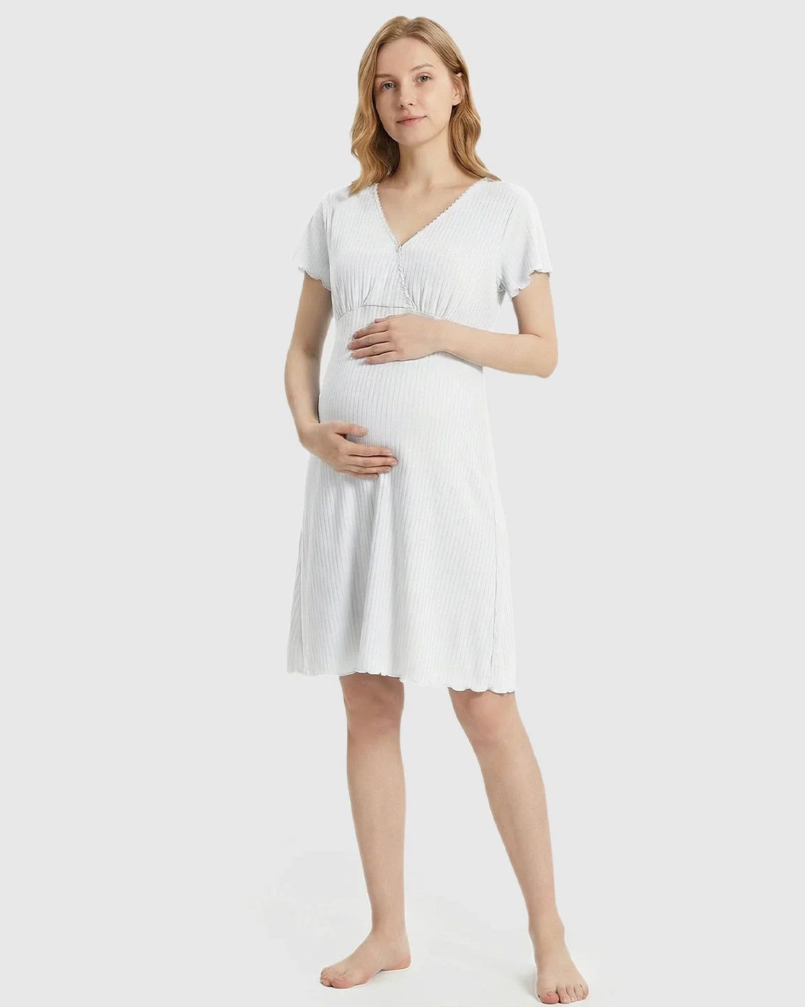 Bump Society – The Nursing Collection: Hidden Nursing Access K-Fashion Maternity Lounge Dress