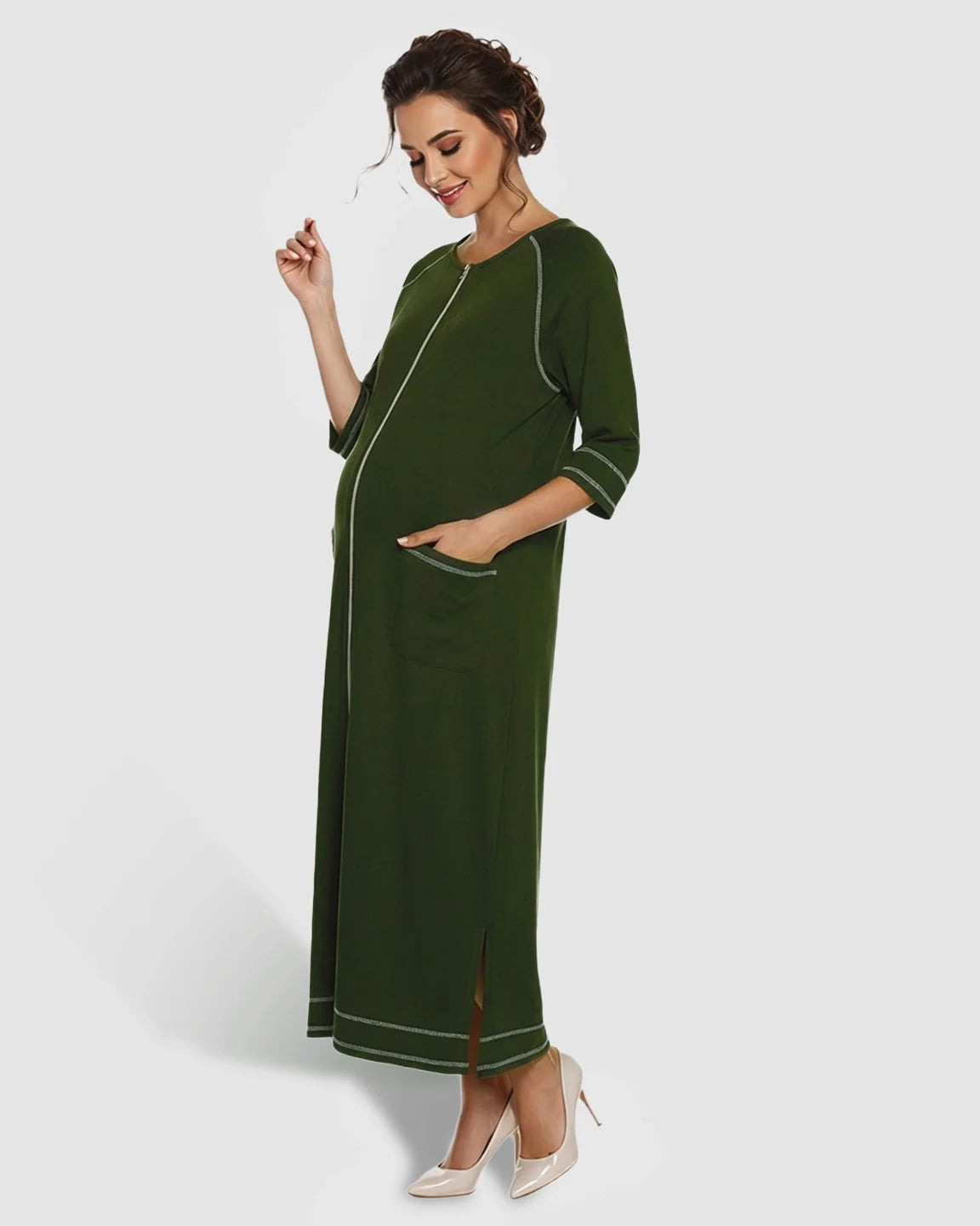 Bump Society – The Nursing Collection: Front Zipper Loose Fit Maternity Nursing Dress
