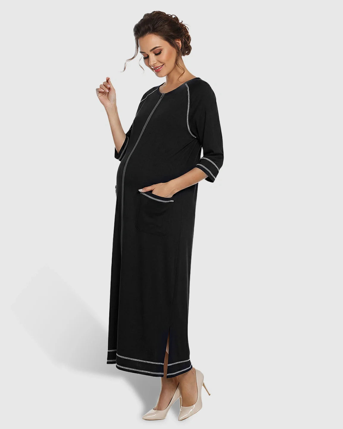 Bump Society – The Nursing Collection: Front Zipper Loose Fit Maternity Nursing Dress
