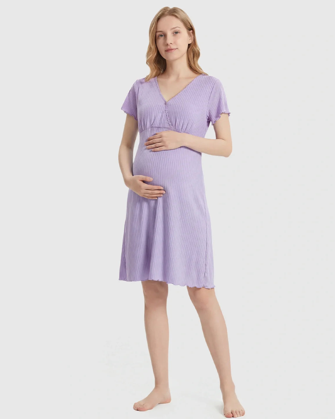 Bump Society – The Nursing Collection: Hidden Nursing Access K-Fashion Maternity Lounge Dress