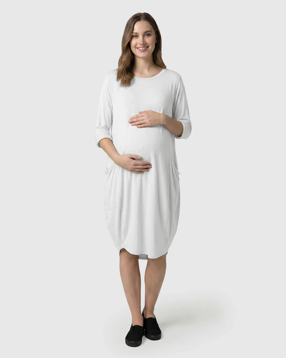 Bump Society – The Comfort Collection: Oversized Pocketed Maternity T Shirt Dress