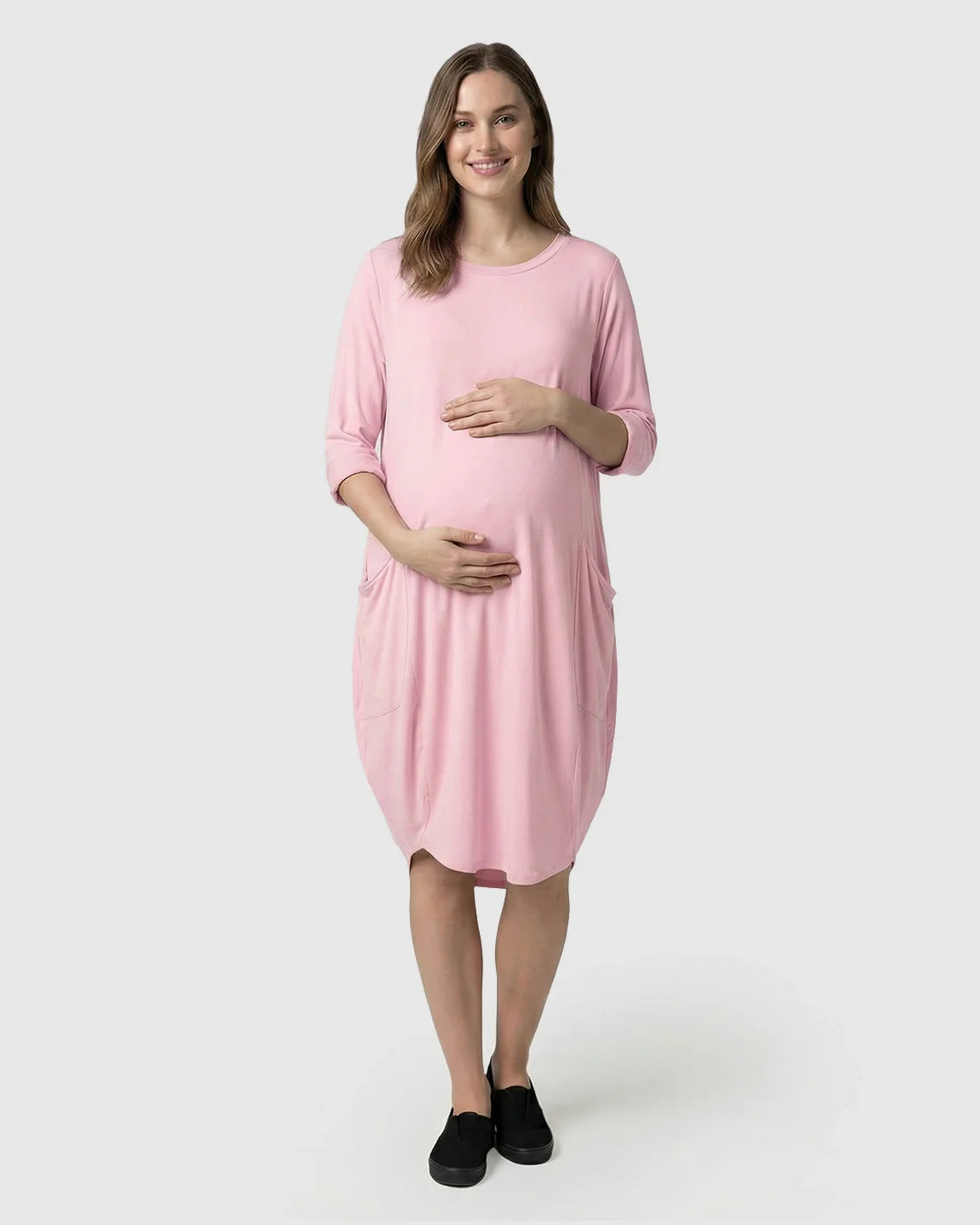Bump Society – The Comfort Collection: Oversized Pocketed Maternity T Shirt Dress