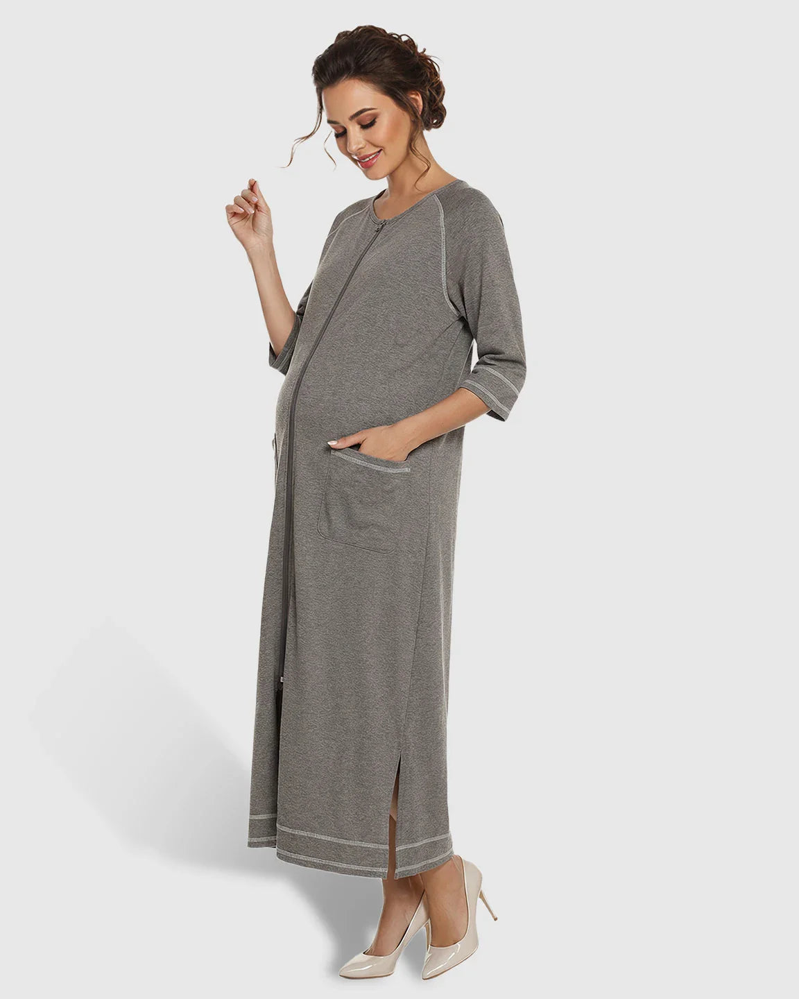 Bump Society – The Nursing Collection: Front Zipper Loose Fit Maternity Nursing Dress