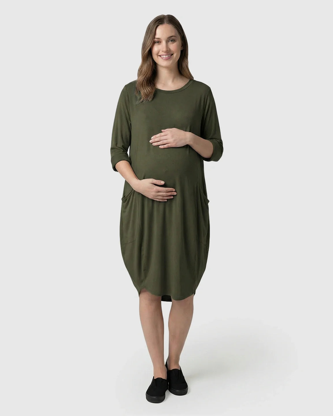 Bump Society – The Comfort Collection: Oversized Pocketed Maternity T Shirt Dress