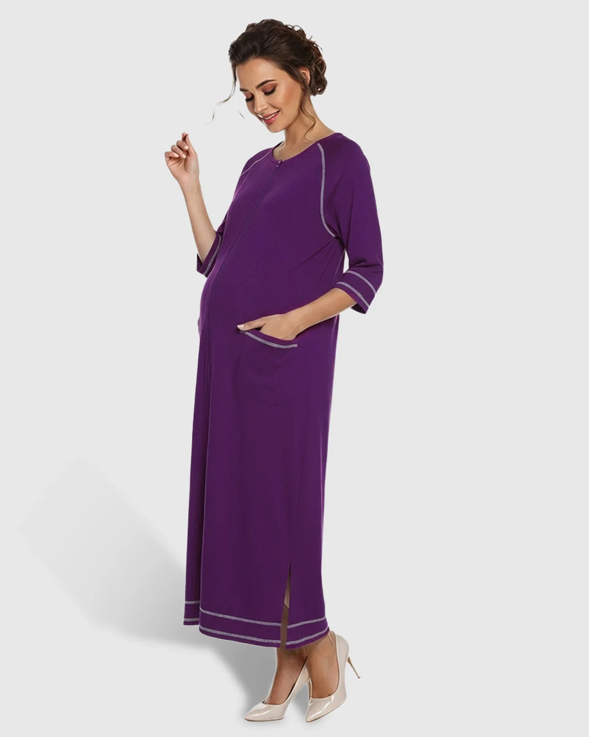 Bump Society – The Nursing Collection: Front Zipper Loose Fit Maternity Nursing Dress