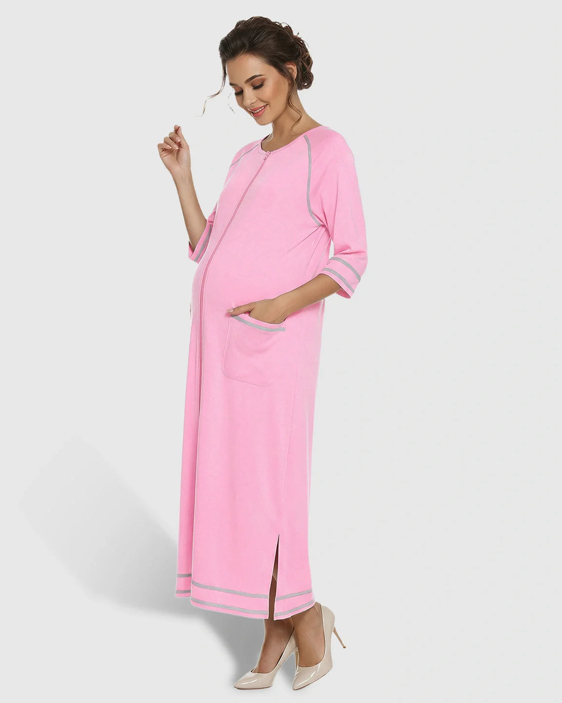 Bump Society – The Nursing Collection: Front Zipper Loose Fit Maternity Nursing Dress