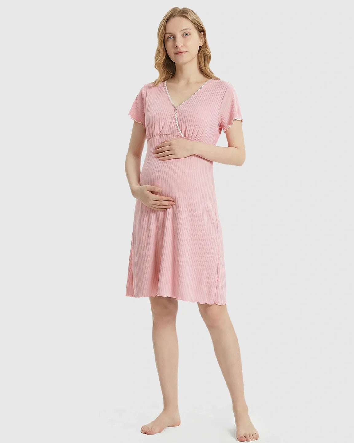 Bump Society – The Nursing Collection: Hidden Nursing Access K-Fashion Maternity Lounge Dress